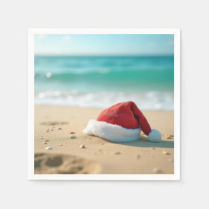 Santa Claus Pet op een tropisch strand Servet