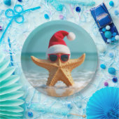 Santa Claus Pet op een zeester Papieren Bordje (Feest)