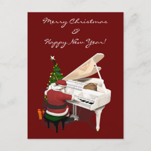 Santa Claus Pianist Feestdagenkaart