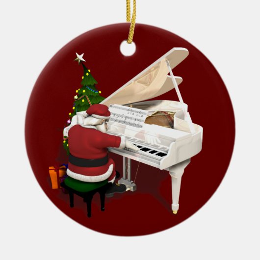 Santa Claus Pianist Keramisch Ornament (Voorkant)