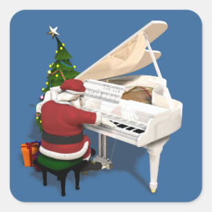 Santa Claus Pianist Vierkante Sticker
