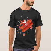 Santa Claus Pilot Flying Airplane Merry Kerstry T-shirt (Voorkant)