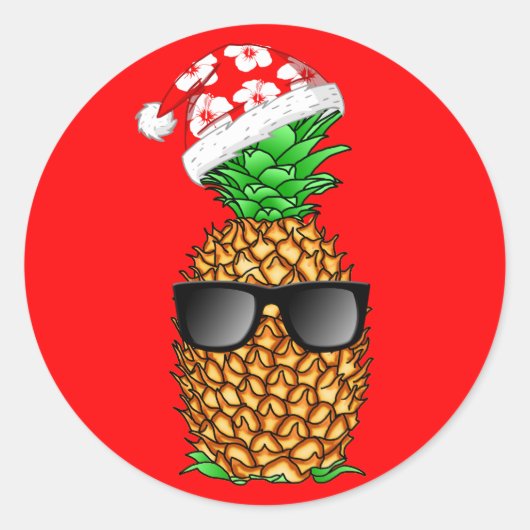Santa Claus Pineapple Ronde Sticker (Voorkant)