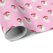 Santa Claus Pink Cadeaupapier (Rol Hoek)