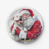 Santa Claus & Pitbull Puppy Dog, Papieren Bord (Voorkant)