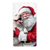 Santa Claus & Pitbull Puppy Hond Etiket (Voorkant)