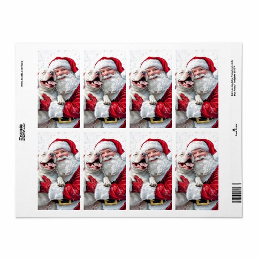 Santa Claus & Pitbull Puppy Hond Etiket (Full Sheet)