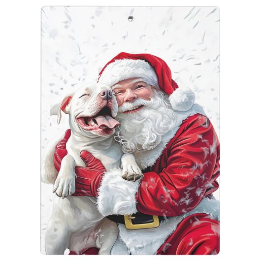 Santa Claus & Pitbull Puppy Hond Klembord (Achterkant)