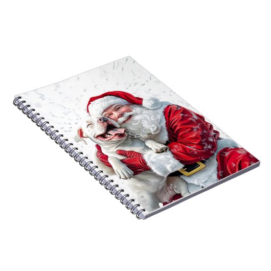 Santa Claus & Pitbull Puppy Hond Notitieboek (Rechterzijde)