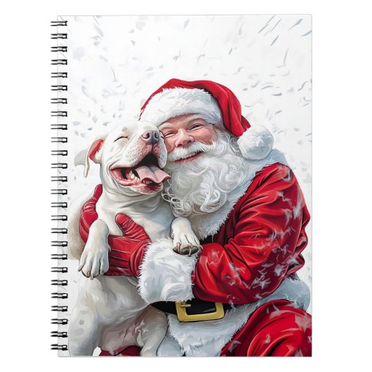 Santa Claus & Pitbull Puppy Hond Notitieboek (Voorkant)