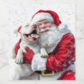 Santa Claus & Pitbull Puppy Hond Wijn Etiket (Enkel label)