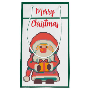 Santa Claus Pixelart Merry Christmas, Pixel Art  Klein Cadeauzakje