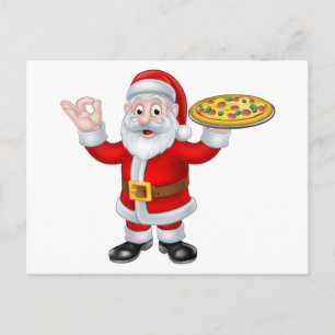 Santa Claus Pizza Christmas Cartoon Character Feestdagenkaart