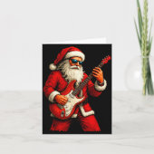 Santa Claus Playing Guitar Funny Christmas Rock Gu Kaart (Voorkant)