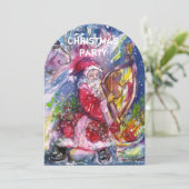 SANTA CLAUS PLAYING HARP CHRISTMAS PARTY INVITE KAART (Staand voorkant)