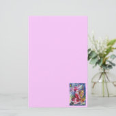 SANTA CLAUS PLAYING HARP Roze Kerstmis Briefpapier (Staand voorkant)