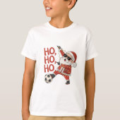Santa Claus playing soccer with Christmas lights T-shirt (Voorkant)