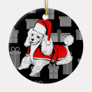 santa claus poodle keramisch ornament