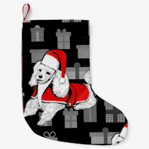 santa claus poodle kleine kerstsok