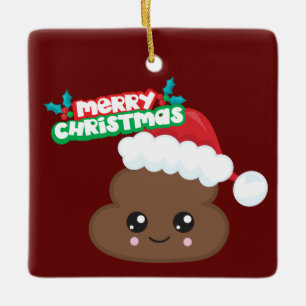 Santa Claus Poop Emoji kerstversiering Keramisch Ornament