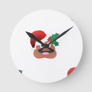 santa claus poop emoji ronde klok
