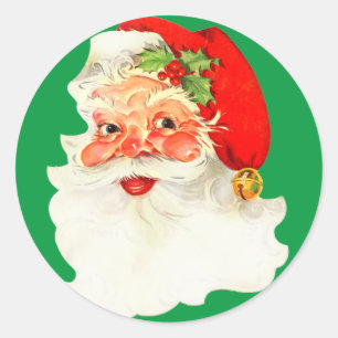 Santa Claus Portret Holly Pet Ronde Sticker