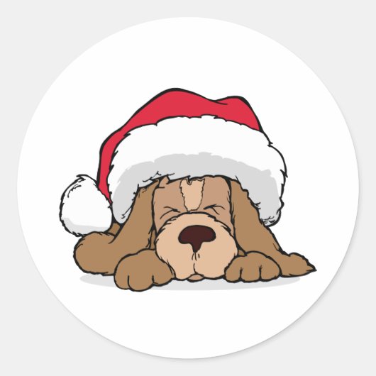 Santa Claus Puppy Ronde Sticker (Voorkant)