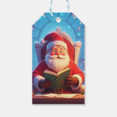 Santa Claus Reading a Book by Candlelight Cadeaulabel (Achterkant)