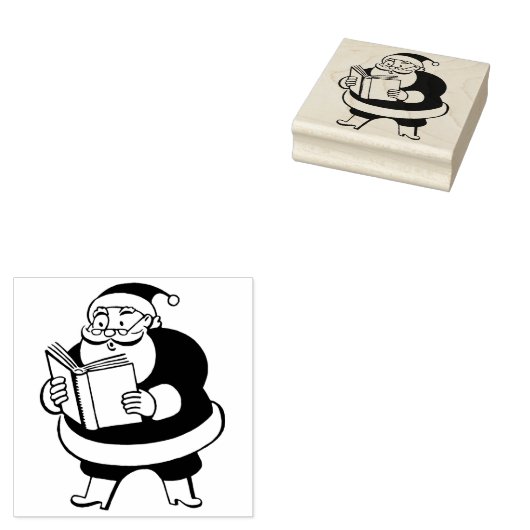 Santa Claus Reading Rubber Stamp Rubberstempel (Gestempeld)