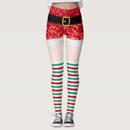 Santa Claus red glitter Leggings