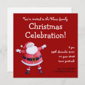 Santa Claus red kerstparty uitnodiging (Voorkant / Achterkant)