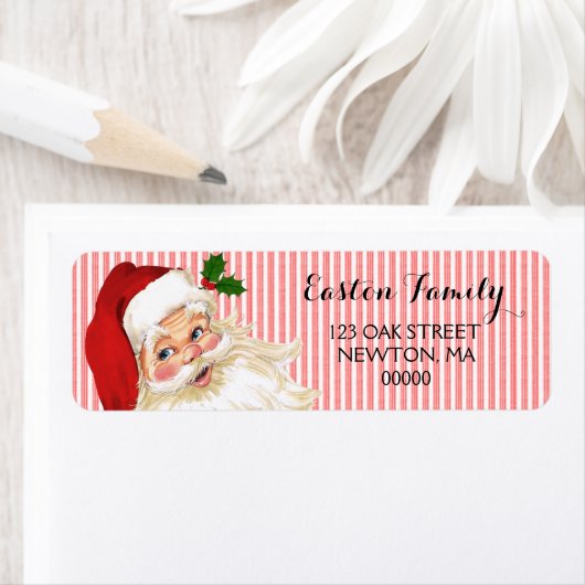 Santa Claus Red White Stripe Etiket (Insitu)