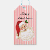 Santa Claus Red White Stripe Gift Labels Cadeaulabel (Voorkant)