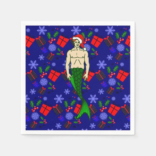 santa claus redhead merman ugly xmas mermaid gifts servet (Voorkant)