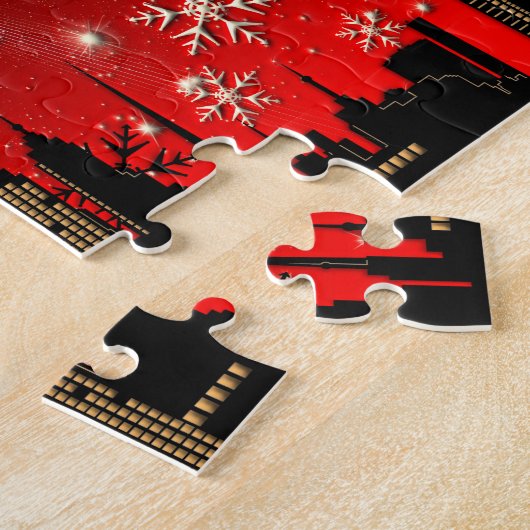 Santa Claus Reindeer en Sleigh Flying Legpuzzel (Zijkant)
