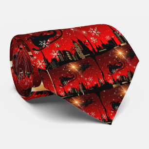 Santa Claus Reindeer en Sleigh Flying Stropdas