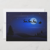 Santa Claus Reindeer en Sleigh over Moon Feestdagenkaart (Voorkant)