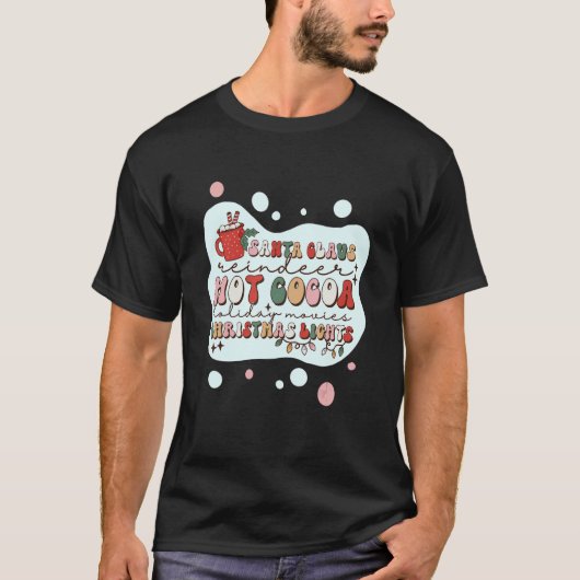 Santa Claus Reindeer Hot Caca en kerstlicht T-shirt (Voorkant)