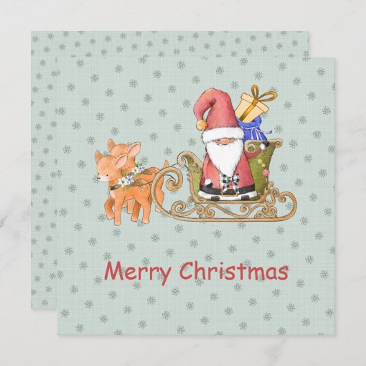 Santa Claus Reindeer Sleigh Aangepaste kerstkaart (Voorkant / Achterkant)