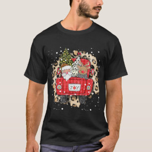 Santa Claus Rendier Rode Vrachtwagen Kerstmis Snee T-shirt