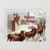  Santa Claus rendier slee briefkaart (Voorkant / Achterkant)