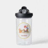 Santa Claus Rendier Sleigh Naam Custom Waterfles (Voorkant)