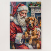 Santa Claus Rhodesian Ridgeback Christmas Art Legpuzzel (Verticaal)