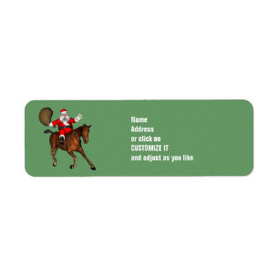 Santa Claus Riding A Brown Horse Etiket
