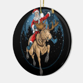 SANTA CLAUS RIDING A CHRISTMAS REINDEER KERAMISCH ORNAMENT (Links)