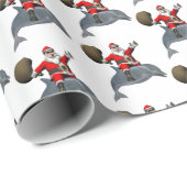 Santa Claus Riding A Dolphin Cadeaupapier (Rol Hoek)