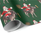 Santa Claus Riding A Donkey Cadeaupapier (Rol Hoek)