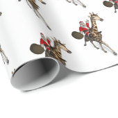 Santa Claus Riding A Giraffe Cadeaupapier (Rol Hoek)