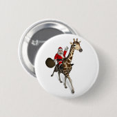 Santa Claus Riding A Giraffe Ronde Button 5,7 Cm (Voorkant /achterkant)