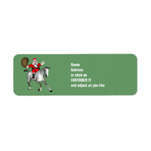 Santa Claus Riding A Grey Horse Etiket